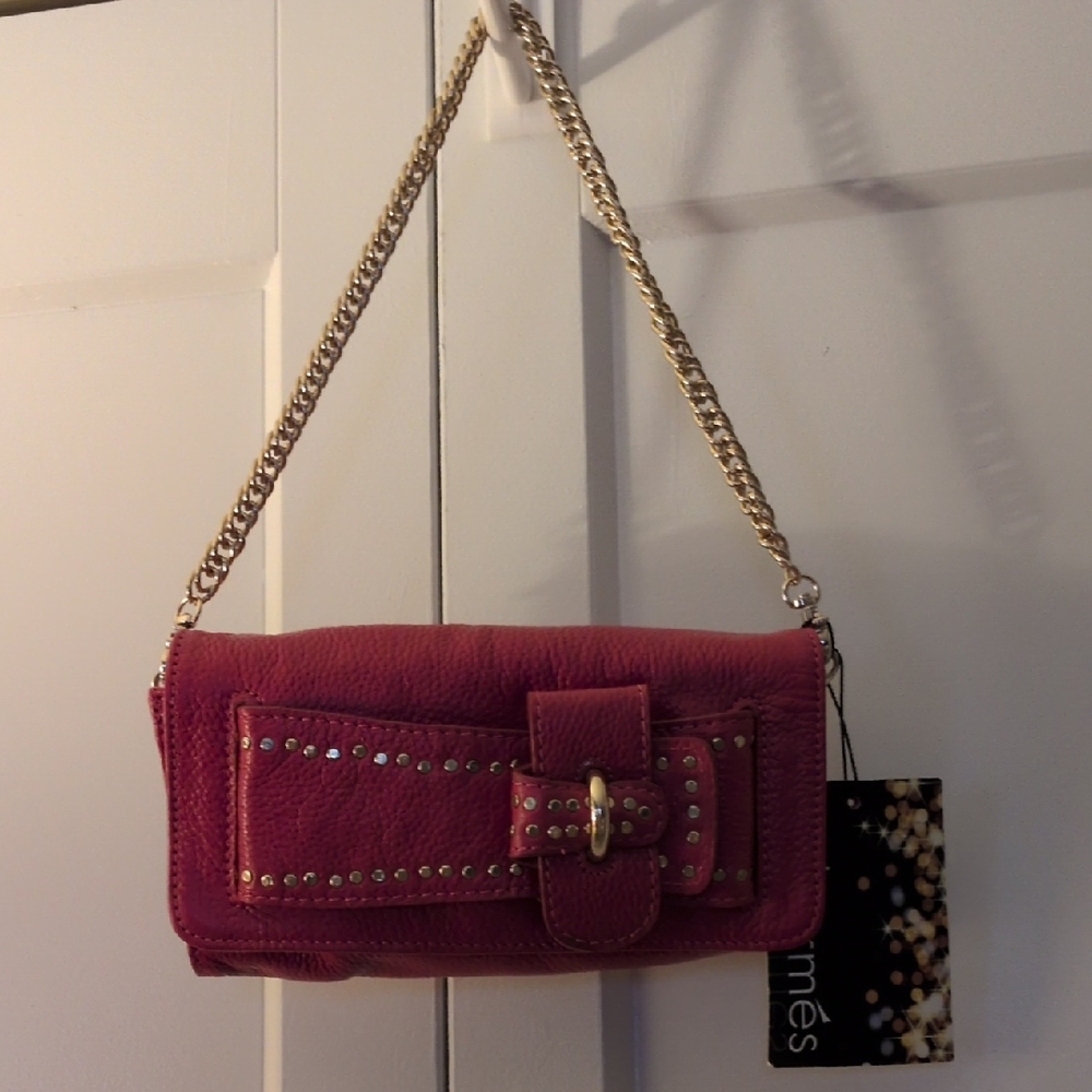 Stylish Pink Clutch with Gold Chain